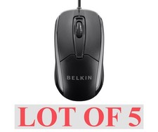 Belkin F5M010qBLK Black 3-Button Wired USB Optical Mouse 5ft Cord Lot 5 NEW picture