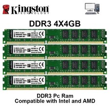Kingston 16GB (4x4GB) DDR3 1600MHz PC3-12800 Desktop Memory 1.5V 240-Pin DIMM picture