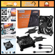 2Pack 120mm USB Cooling Fan, High Airflow, 3-Speed Controller, Dual-Ball Bearing picture