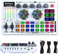 F999 White Live Streaming Sound Card, Professional Audio Mixer, Voice Changer So picture