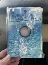 Ipad mini case for 7.9”  “ Life Is Short Live It” Blue Ocean, Palm Trees (NEW) picture