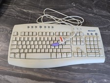 Vintage Microsoft Internet Keyboard PS/2 Beige Multimedia Full Size - Clean picture