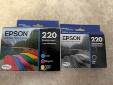 EPSON 220 Black Color Cyan Magenta Yellow Ink Cartridge  New Sealed Exp 2019 picture