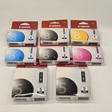 Lot Of 8 Canon PIXMA Ink Cartridges Black CMY CLI-8BK CLI-8Y CLI-8C PGI-5BK picture