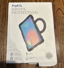 Pepkoo Pepko Eva Drop Protective Kid Case iPad 10th Gen 10.9 Black & Gray NIB picture