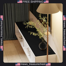 Faux Leather Desk Mat 16x60 Inch Reversible Office Table Cover Black picture