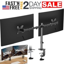 Brazo Doble Para Monitor De Hasta 32 Pulgadas 360 Giratorios Curvo Heavy Duty US picture