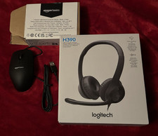 Logitech H390 USB Wired Mic With Noise Cancellation & Amazon Basics Mouse New picture