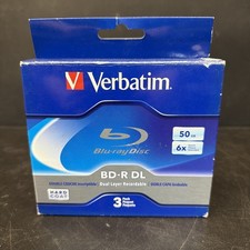 Verbatim Blu-Ray 6x BD-R DL Dual Layer 50GB Branded Logo 3 pk w/Jewel Cases NEW picture