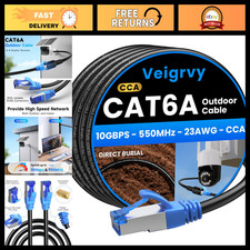 150ft Cat6A Outdoor Ethernet Cable, 10Gbps 550MHz, Waterproof Direct Burial, UTP picture