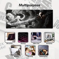 1pc Japanese Short Knife Design Large Mouse Pad, Stitched Edges, Washable, Non picture