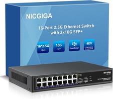 16 Port 2.5G ➕ 2 10G SFP+ Ethernet Switch, NICGIGA 18 2.5Gb Black  picture