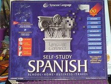Syracuse Language Self Study Spanish PC 4 CD set +2 tapes inbox w/ books &Dictio picture