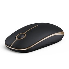 VssoPlor Wireless Mouse, 2.4G Slim Computer 4.7 x 2.6 inch, Black and Gold picture