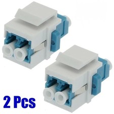 2 PACK LC/UPC Single-Mode Duplex Fiber Optic Coupler Keystone Jack White Blue picture