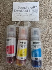 GENUINE Epson T522 Color Ink 3-Pack Cyan Magenta Yellow EcoTank OEM 2027 picture
