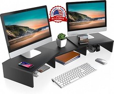 elevador de soporte de monitor dual de madera con longitud ajustable ordenador picture