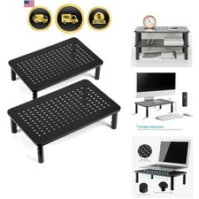 TV/Monitor Riser Desktop Stand, Flat Screen, Sturdy Metal Laptop Computer She... picture