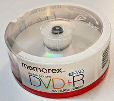 MEMOREX DVD+R 8 X 8.5GB 240 Mins 15 Pack Blank DVDs RW Dual Layer Sealed New picture