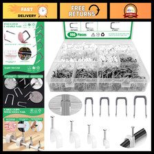 800Pcs J-Hook Ethernet Cable Clips with Steel Nails, 4mm-10mm Insulated U Staple picture