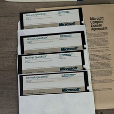 Microsoft QuickBASIC 3.0 Compiler 1987 IBM PC DOS 5.25 Floppy Disks and Manual picture