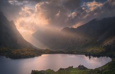 Landscape nature photography mountains lake sunset stone Custom Gaming Mat Desk picture