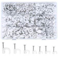 700 Pcs Cable Clips with Steel Nails, Cable Wire Cord Management Clips, White Et picture