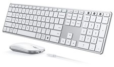seenda SKM64-3 Wireless Bluetooth Keyboard Mouse Full Size, White Silver picture