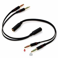 2x Mic/Headphone 3.5mm Plug 2To1 Jack Joiner Cable Combiner For Laptop Desktop picture