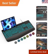 Large Print Wired Keyboard, Ergo Wrist Rest, 7 Colors Backlight | K21 Pro Com... picture