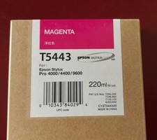 12/2018 NIB Epson Genuine 220ml Ink T5443 (Magenta) Stylus Pro 4000/4400/9600  picture