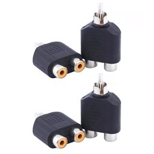 Portable Brand New 4pcs Audio Connector Adapter Plug RCA Male to 2 RCA Females picture