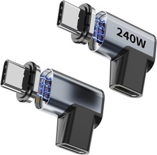 240W Right Angle 90 Degree Magnetic USB C Adapter Extender (2 Pack) W/ 2 Connect picture