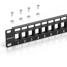 24 Port Blank Keystone Patch Panel 1U 19 Inch Cat6 Network Rack Mount Snap picture