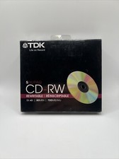 TDK CD-RW 5 Pack 1X-4X,  80MIN 700MB w Slim Cases Brand New Sealed picture