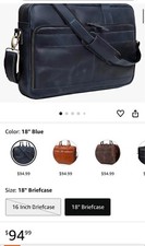 Vintage Couture Blue Leather Unisex Travel Messenger / Laptop Bag  picture