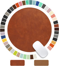 Mouse Pad，Round Mouse Pad，Pu Mouse Pad，Leather Mouse Pad with Stitched Edge Micr picture