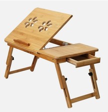 Adjustable Bamboo Laptop Folding Lap Desk Notebook Bed Tray Table Portable Stand picture