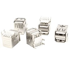5pcs PCB Mount 90 Degree 8-Pin DIP Twin Double USB A Female Socket Connector picture