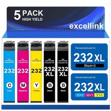 Excellink 232XL Ink Cartridges Combo Pack, 5-Pack, High Yield Black Cyan Magenta picture