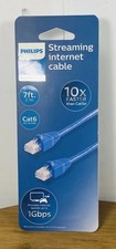 Phillips CAT6 Streaming Internet Cable 7ft Blue NEW picture