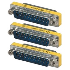 3x DB25 25 Pin D-SUB Male to Male Mini Gender Changer Adapter Coupler Connector picture