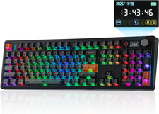 EPOMAKER TH108 V2 PRO Mechanical Keyboard Wireless RGB Thocky Keys Screen, BLACK picture