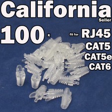 100 Clear RJ45 Strain Relief Boots Connector Cap Head CAT5 CAT5e Plug CAT6 Cable picture