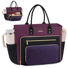 LOVEVOOK Teacher Tote Bag for 15.6 Inch, Eggplant Purple-blue Purple-black picture