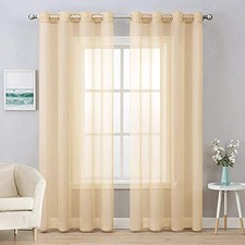  2 Panels Solid Color Sheer Curtains 84 Inch Length Elegant Grommet Window  picture