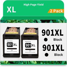2 Pack Compatible for HP 901XL 901 XL Black Ink Cartridge Officejet J4580 J4624 picture