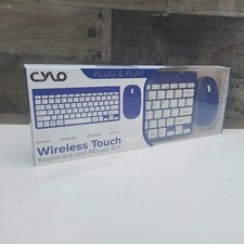 Metallic Blue Wireless Keyboard & Mouse Combo Ergonomic Scissor Key Anti slip picture