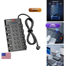 Power Strip Superdanny Surge Protector 22 Ac Outlets And 6 Usb Charging Ports picture