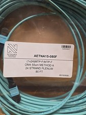 OM4 MTP/MPO 24 Fiber Trunk Cable 80ft Aqua OFNP Plenum Method A 24 Strand picture